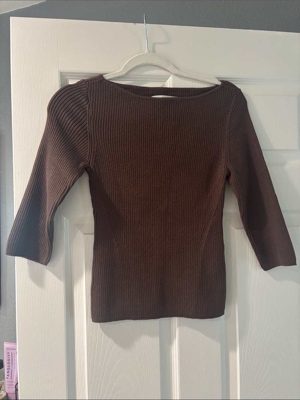 Abercrombie & Fitch Chocolate Brown Ribbed Scoop-Neck Sweater